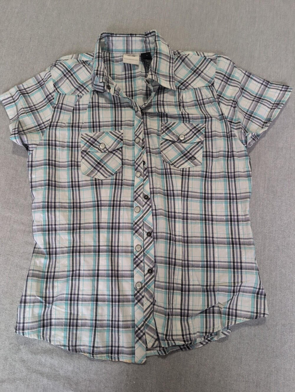 Harley-Davidson size M plaid short sleeve button front shirt